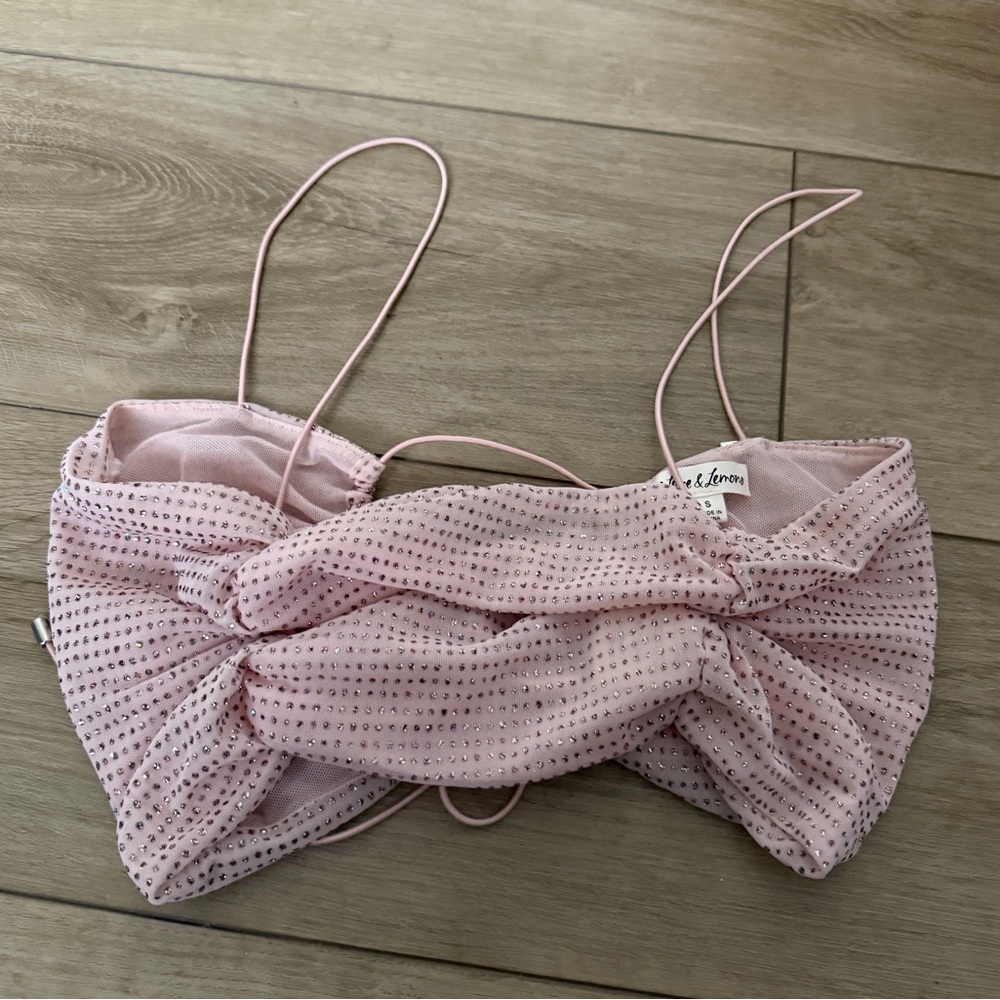 For Love and Lemons Pink All That Glitters Crop Tank - Picture 6 of 7